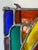 Glass Vintage Leaded Stained Glass Window Panel Art Deco Style Geometric Hanging For Sale - Image 7 of 9