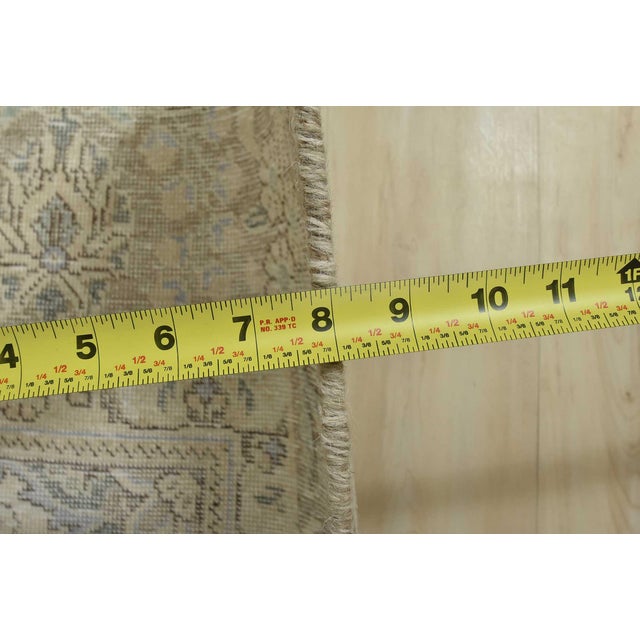 Tabriz Rug 9’8” X 12’9” Beige Wool Vintage Distressed Hand-Knotted Carpet For Sale - Image 13 of 15
