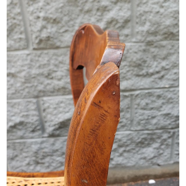 Early American Tiger Wood and Cane Seat Chairs, Set of 4 For Sale - Image 11 of 12