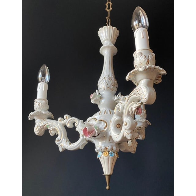 Mid-Century Porcelain Chandelier, 1960s For Sale - Image 3 of 10