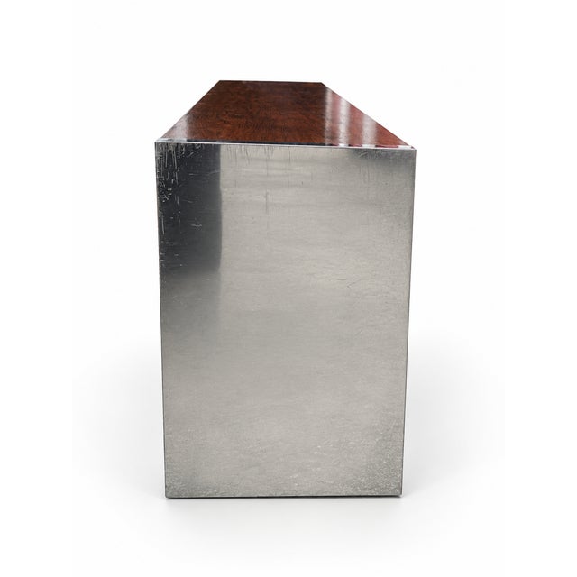 1970s Roger Sprunger for Dunbar Rosewood and Chrome Credenza Sideboard For Sale In Miami - Image 6 of 10