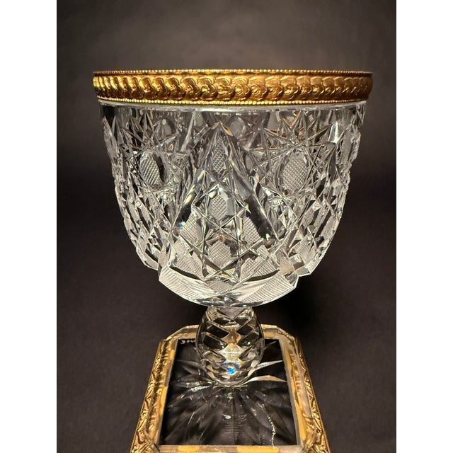 French French Cut Crystal and Ormolu Compote For Sale - Image 3 of 9