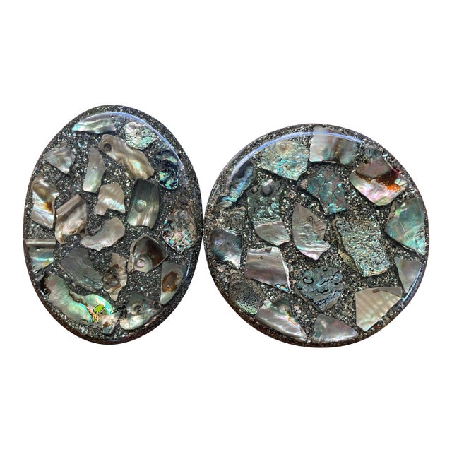 Vintage Abalone Trivets- a Pair For Sale