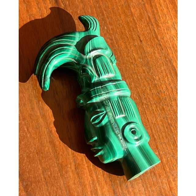 Figurative 20th Century Small Hand-Carved Malachite Sculpture Of An Indigenous Tribesman For Sale - Image 3 of 12