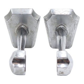 Pair of Mid Century Nickel Plated Brass Towel Bar Brackets For Sale