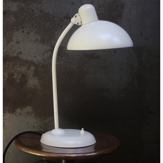 White metal table, desk lamp model “6556” by Christian Dell for Kaiser Idell, Germany Original old Kaiser Idell in very...