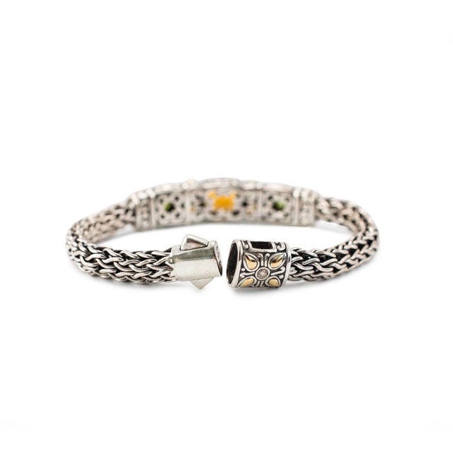 Modern John Hardy Jaisalmer 18k Yellow Gold 925 Silver Citrine Peridot Link Bracelet For Sale - Image 3 of 8