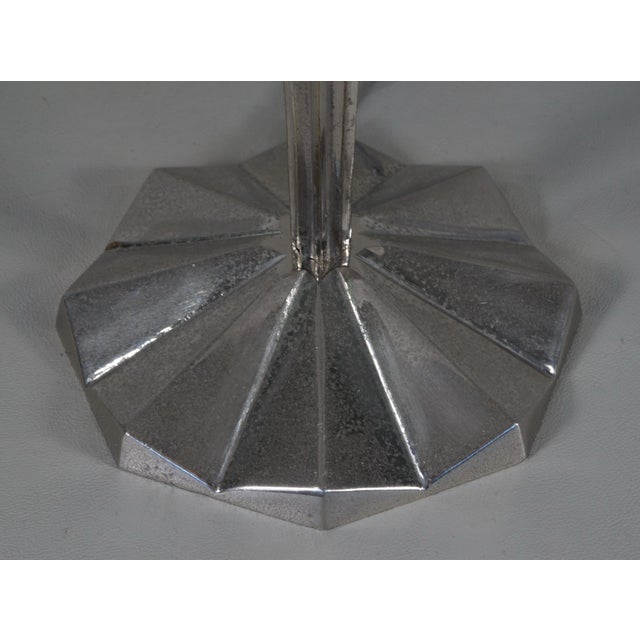 Silver Cubist French Art Deco Table Lamp by Degue - 1930s France For Sale - Image 8 of 13
