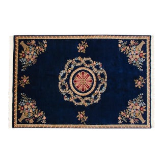 Vintage Indian Aubusson Design Carpet - 6' X 9' For Sale