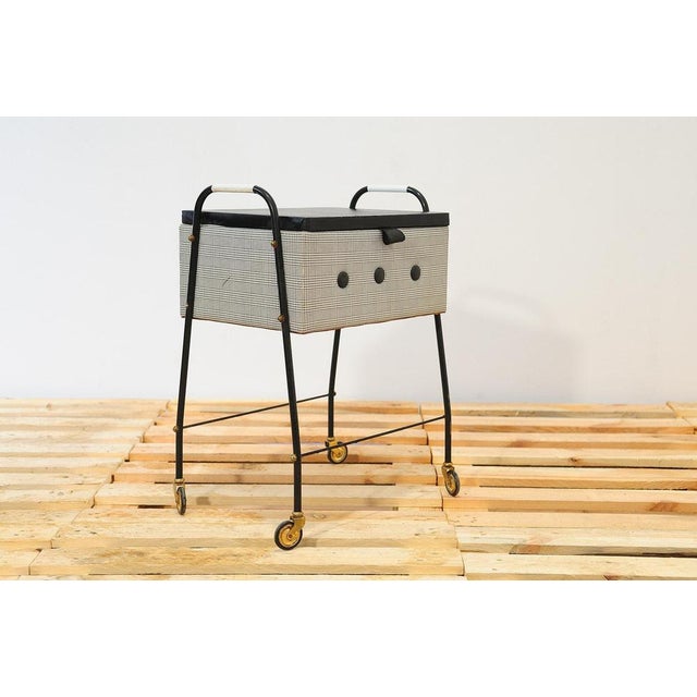 Gold German Sewing Table on Wheels, 1970s For Sale - Image 8 of 15