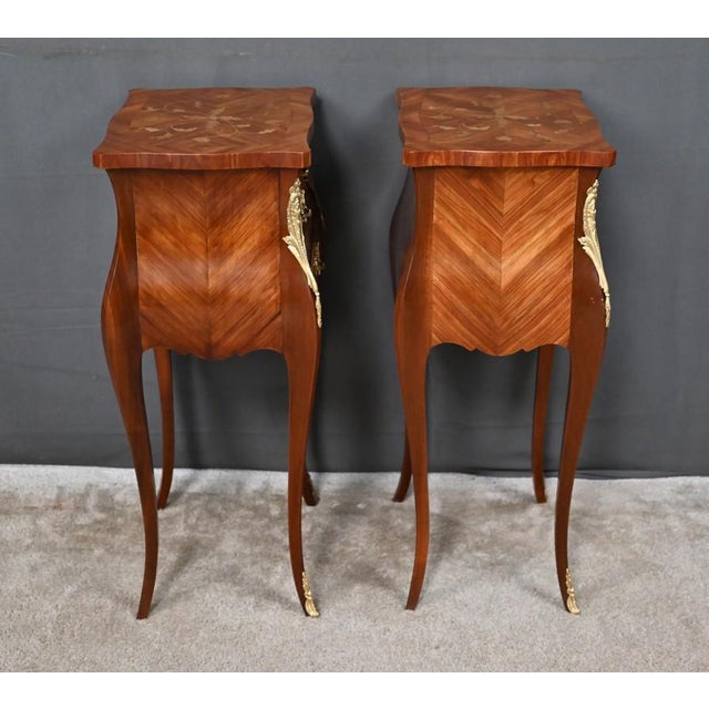 Mid-20th Century Louis XV Marquetry Bedside Tables, Set of 2 For Sale - Image 12 of 18