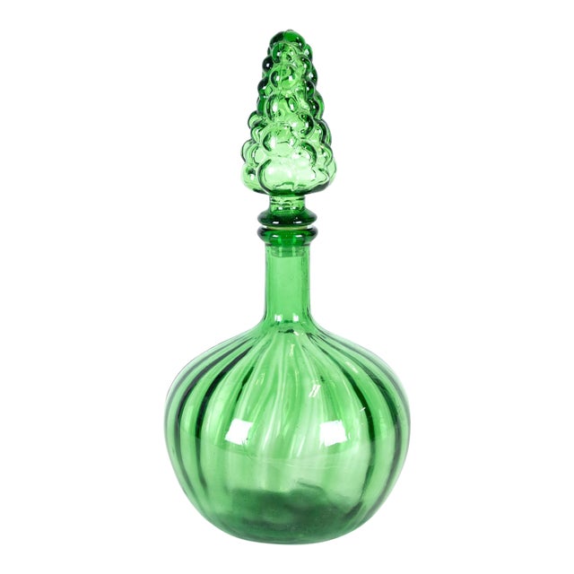 1960s Murano Style Green Art Glass / Decanter, Possibly Empoli For Sale