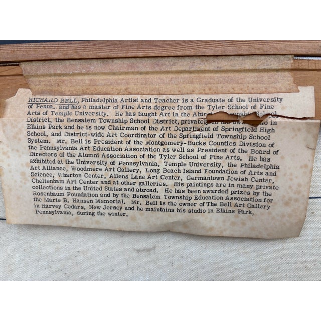 Navy Blue 1960s Oil on Canvas Painting For Sale - Image 8 of 9