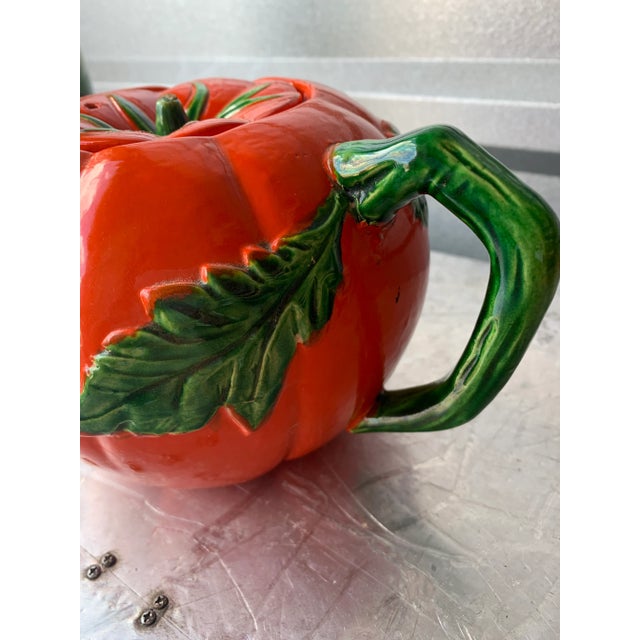 Early 20th Century Mid 20th Century Ceramic Tomato Tea Pot Made in Japan For Sale - Image 5 of 10