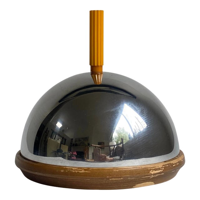 1920s Art Deco Revere Stainless Steel & Wood Cheese Dome With Bakelite Handle For Sale