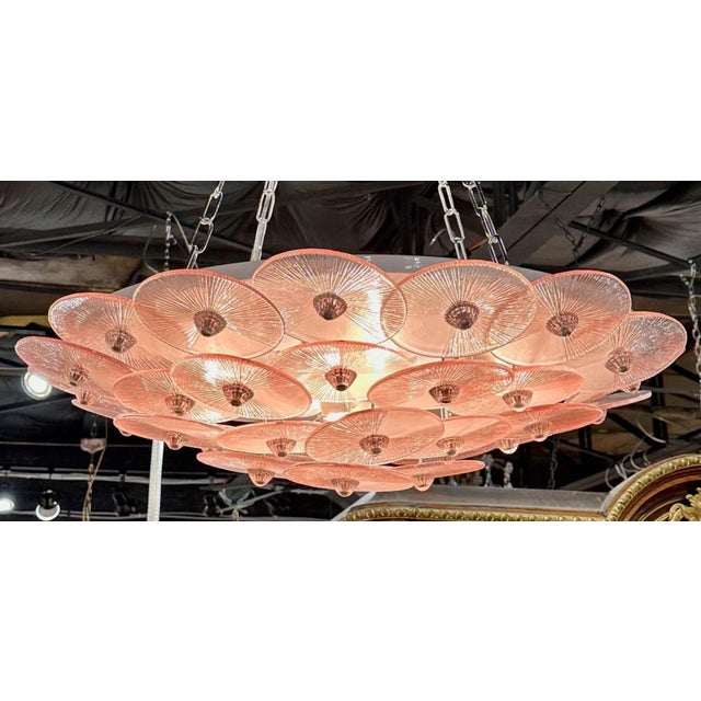 Glass Murano Pink Disc Flush Mount For Sale - Image 7 of 7
