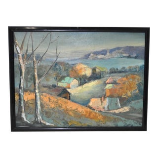 Impressionist Coastal Landscape w/ Tree's & Houses For Sale