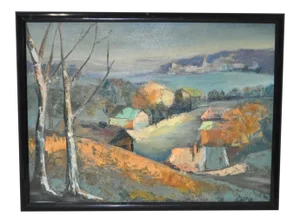 Impressionist Coastal Landscape w/ Tree's & Houses
