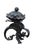 Circa mid to late 20th century black cast iron dragon or griffon breathing fire, supporting a clam shell shaped lidded...