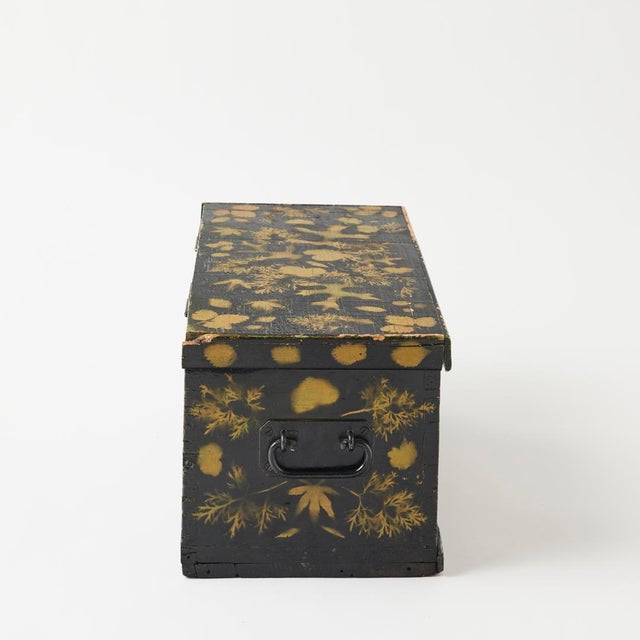 Folk Art Antique Painted Chest in Leaf Design, American, Early 20th Century For Sale - Image 3 of 9