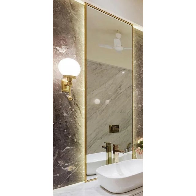 Art Deco Vintage 1940s Art Deco Wall Sconces Fixture in Brass & Milk Glass Shade Ship Light - a Pair For Sale - Image 3 of 6