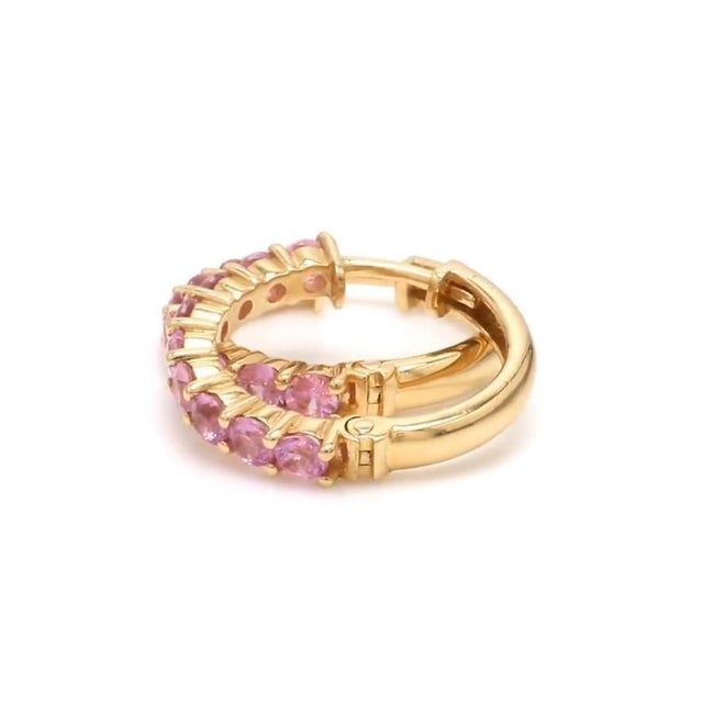 Pink 1.91 CTs Natural pink sapphire earrings in 18k gold For Sale - Image 8 of 18