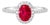Mid 20th Century 14k White Gold Ruby Diamond Solitaire Cocktail Ring Estate, Size 7.25 For Sale