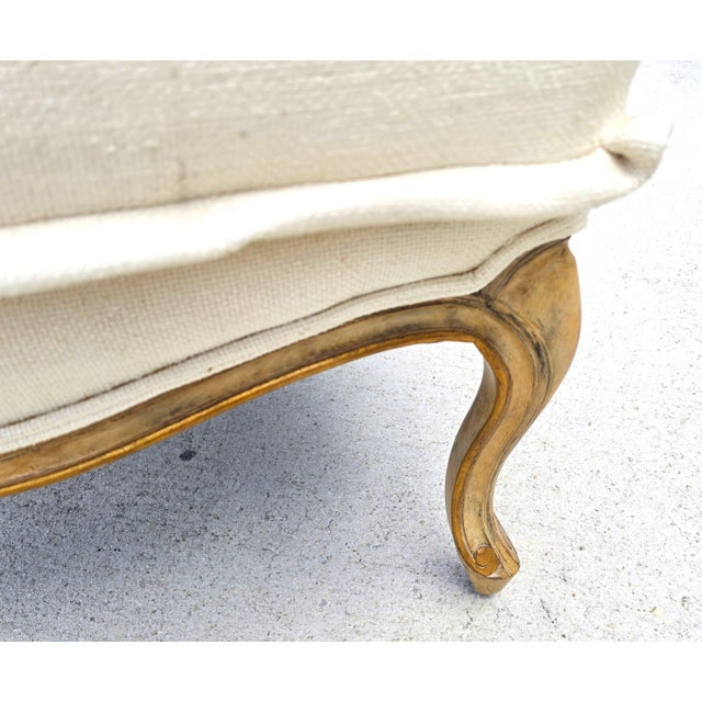 Off-white Beverly Furniture French Louis XV Fauteuil Off-White Heavy Linen Lounge Chair For Sale - Image 8 of 15