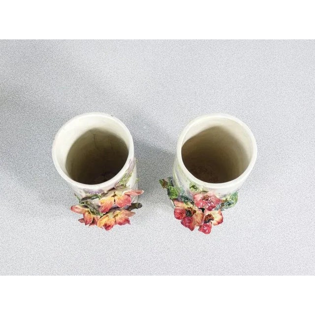 Barbotine Ceramic Vases, France, 1930s, Set of 2 For Sale - Image 11 of 13