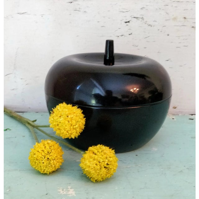 Vintage Japanese Apple Bento Lacquer Box in Black Fruit For Sale - Image 10 of 11