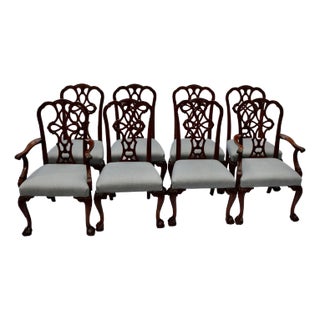 Late 20th Century Wellington Hall Chippendale Ball & Claw Mahogany Dining Chairs - Set of 8 For Sale