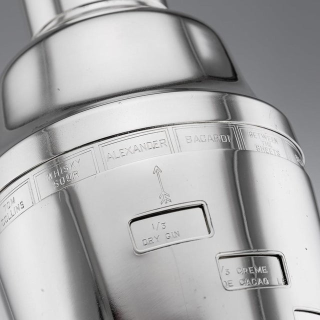 Silver American Silver-Plated Recipe Cocktail Shaker from Napier, 1930s For Sale - Image 8 of 14