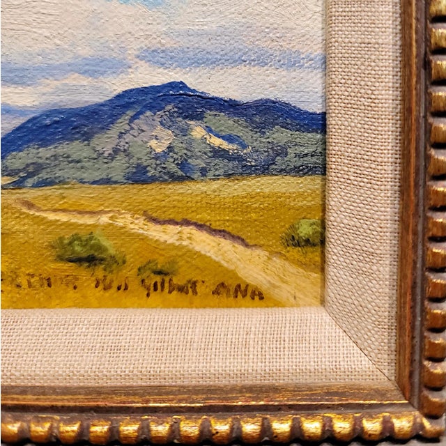 Textile Arthur Hill Gilbert -1930s California Farm Landscape With Oaks -Oil Painting For Sale - Image 7 of 9