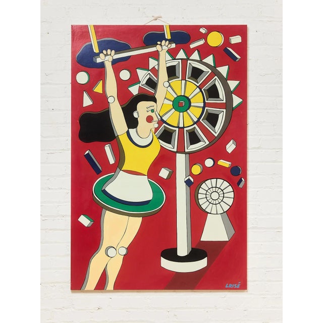 Mid 20th Century Trapeze Girl at the Parisian Circus Painting by L.Rise For Sale In Los Angeles - Image 6 of 6