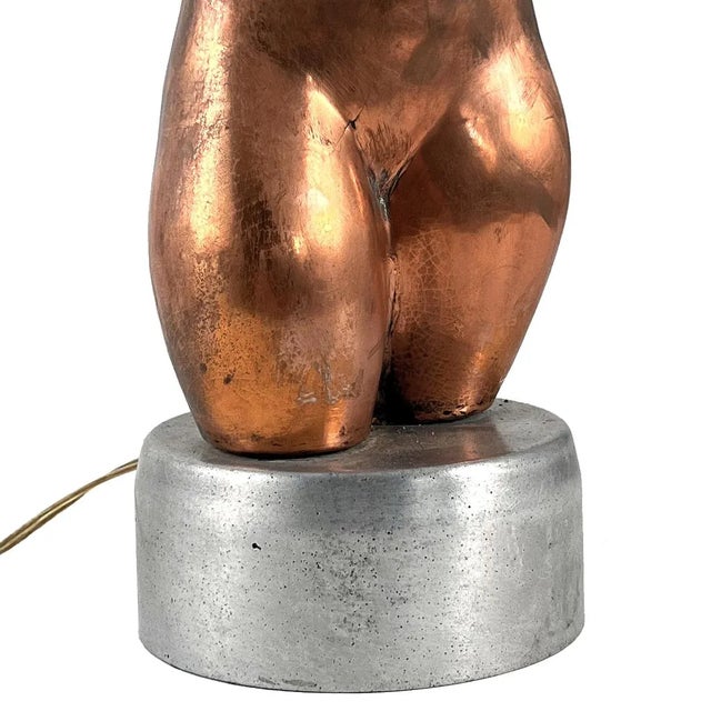 Metal Vintage 1960s Nude Woman Torso Copper & Aluminum Table Lamp For Sale - Image 7 of 8