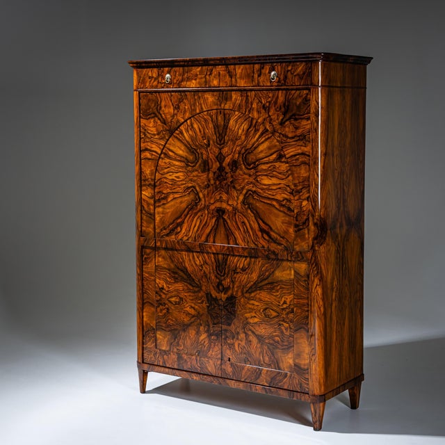 Biedermeier Secretary in Walnut, Austria, 1830s For Sale - Image 3 of 13