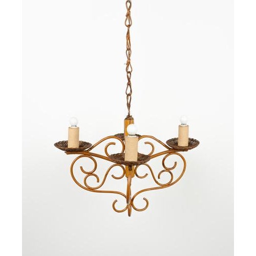 Mid-Century Pendant in Bamboo, Rattan and Wicker, Italy, 1960s For Sale - Image 12 of 17