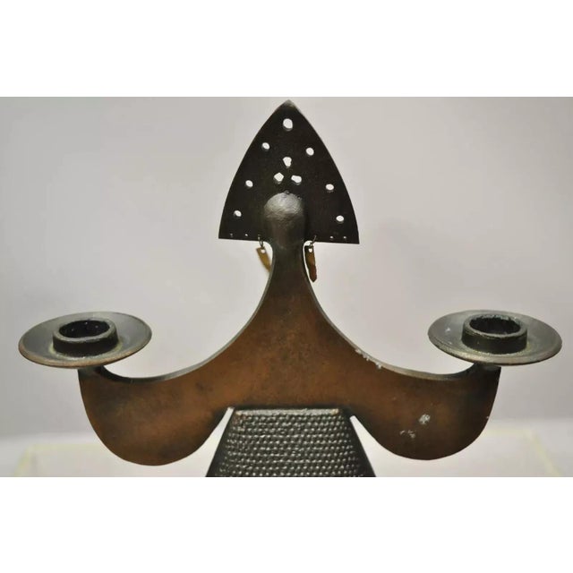 Metal Vintage Bjorn Wiinblad Style Figural Lady Dress Candlestick Candle Holder - Pair For Sale - Image 7 of 10