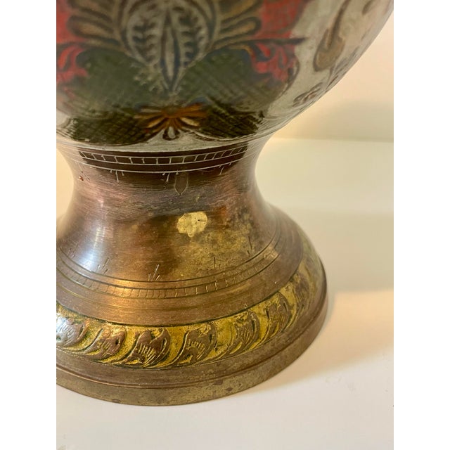 Brass Mid-Century Penco Industries Etched & Enameled Brass Baluster Vase For Sale - Image 8 of 8