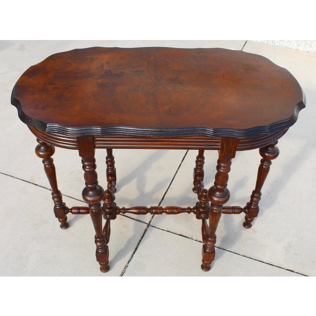 Elegant Early 20th Century Victorian-Style Flame Mahogany Library Table For Sale - Image 4 of 17
