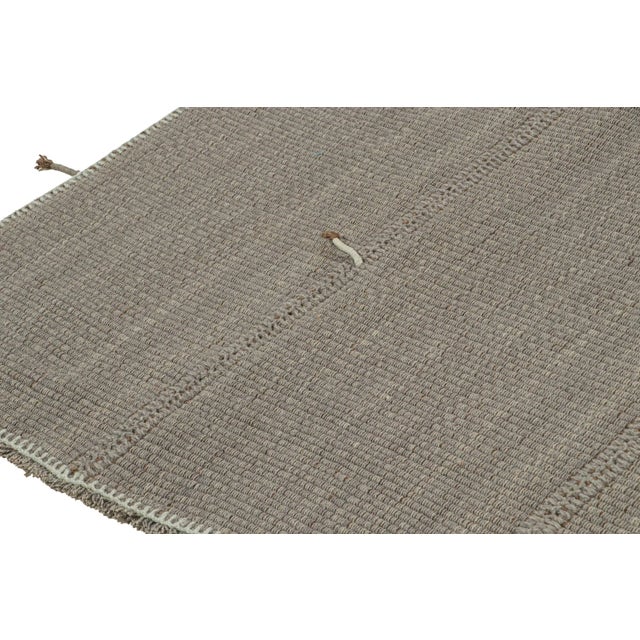 2010s 2010s Rug & Kilim’s Contemporary Kilim Rug in Gray With Sky Blue and Brown Accents For Sale - Image 5 of 8