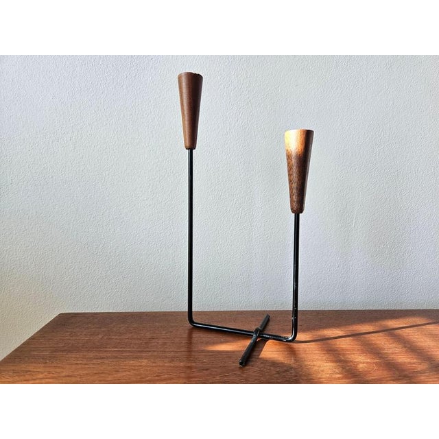 1960s Mid-Century Teak and Metal Candleholder, 1960s For Sale - Image 5 of 16