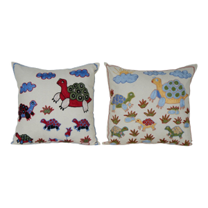 Embroidered Suzani Turtle Pillow Cover - A Pair