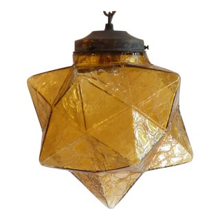 Amber Glass Star Pendant Light For Sale