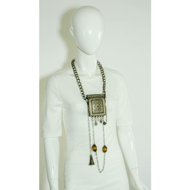 Moroccan Antique Moroccan Ethnic Talisman Silver Amulet Box Holder For Sale - Image 3 of 12