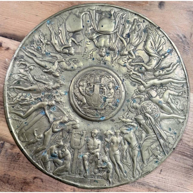 Gilt Bronze Tondo with Mythological Decoration The Arts and the Muses, 19th Century For Sale - Image 5 of 9