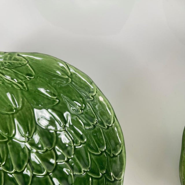 Vintage Green Artichoke Leaf Salad Bowls, 1970s, Set of 7 For Sale - Image 9 of 18