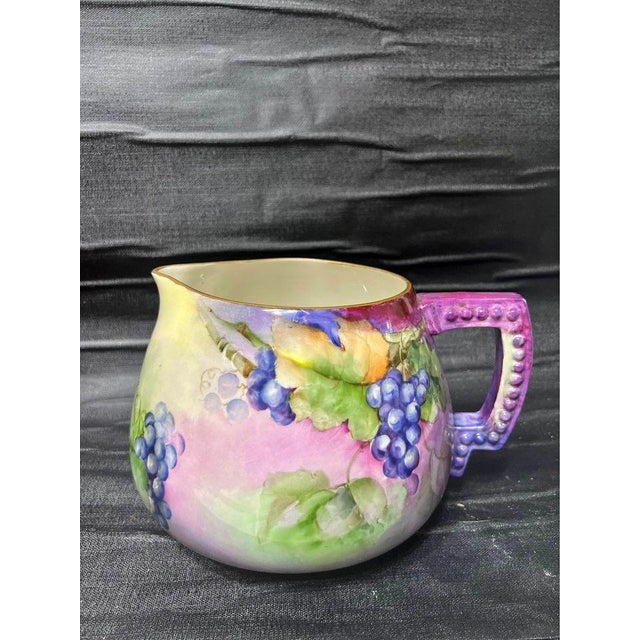 Vintage American Belleek Hand-Painted Cider Pitcher With Grapes For Sale In Washington DC - Image 6 of 10