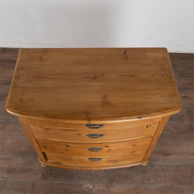 19th Century Danish Pine Bow Front Chest of Four Drawers For Sale - Image 4 of 11