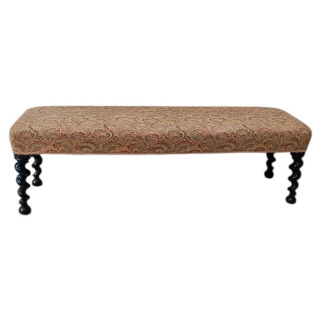Antique Victorian English Oak Barley Twist Bench, 1880 For Sale - Image 6 of 6